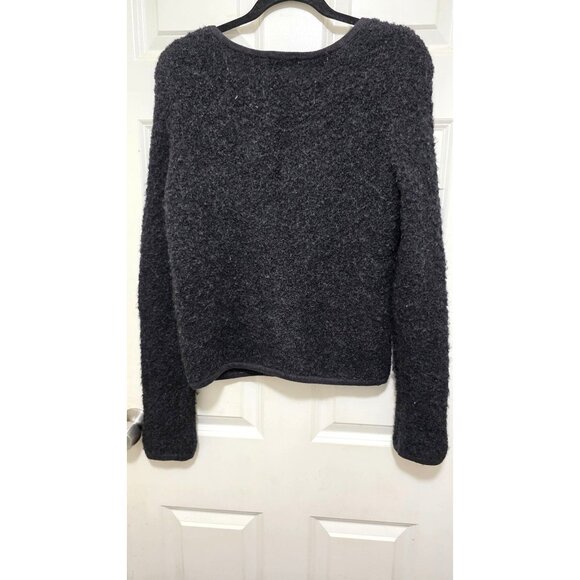 Gap Alpaca Wool Blend Charcoal Gray Fuzzy Zip-Up Cardigan Sweater S - Picture 3 of 7